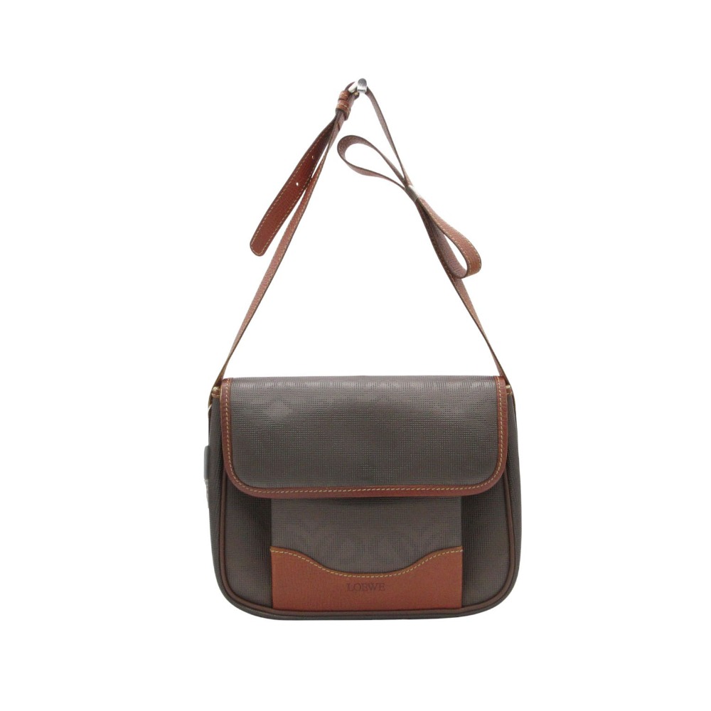 LOEWE ロエベ ショルダーバッグ アナグラムロゴ メッシュなめし革 曲がった掛け レディース 赤銅色 レディース 【中古】