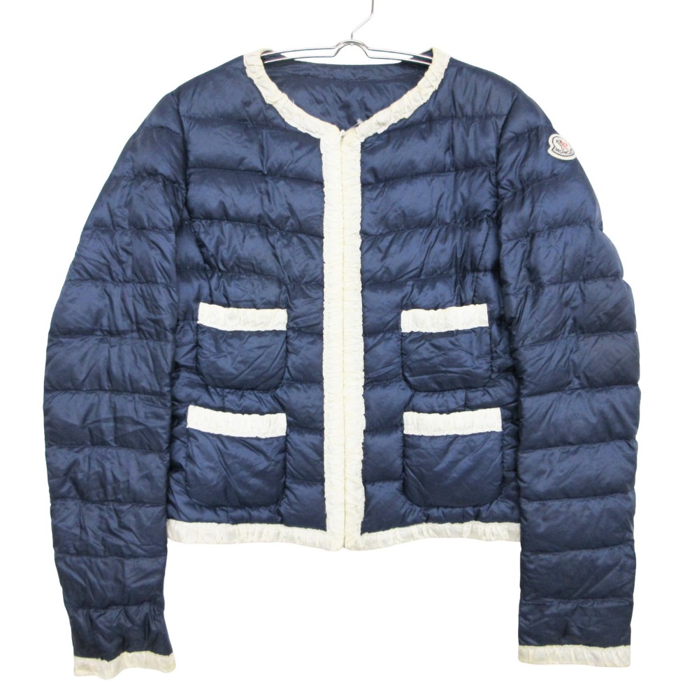 MONCLER モンク軌跡 落ちこむ上衣 FLAVIENNE フラヴィエンヌ 否色つや 点火装置落ちこむ ギャザー 上衣 アウター 米国海軍 0【XS】 レディース 【中古】