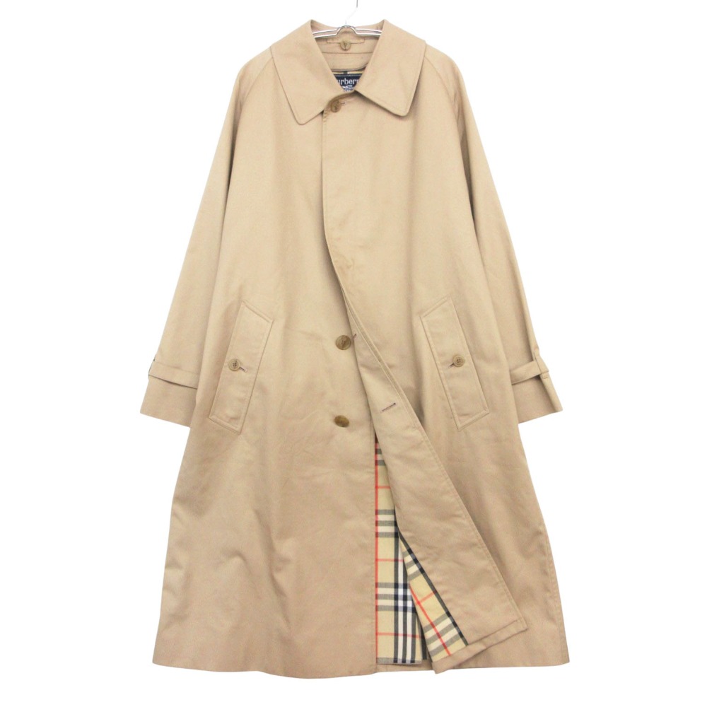 美品 Vintage Burberrys バーバリーズ ステンカラー厚地の外套 一枚袖 バルマカーン 厚地の外套 ロング丈 上衣 胴締め付き添い人 裏地ノバチェック柄 アウター ベージュ L メンズ 【中古】
