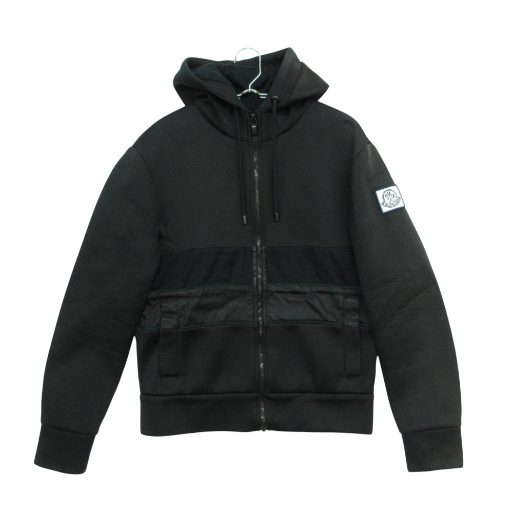 MONCLER モンク線路 チュインガム 青色 GAMME BLEU by THOM BROWNE パーカー フーディ ジップアップ 上衣 ロゴタイプ紋章 上衣 プルオーバー 厚地の外套 黒いこと S メンズ 【中古】