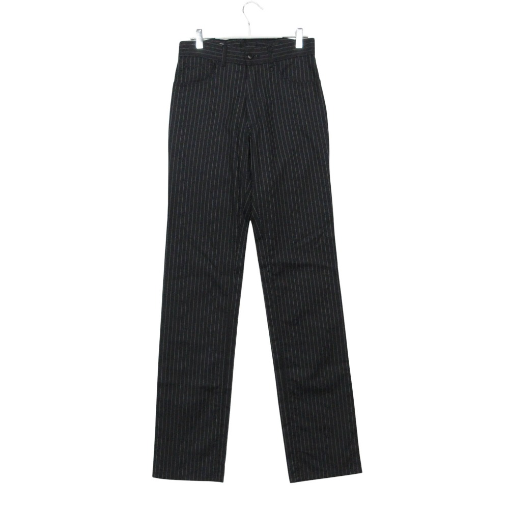 美品 agnes b. アニエスベー オム HOMME フランス製 パンツ スラックス ロング フルレングス トラウザーズ ストライプ柄 オールド OLD ボトムス ブラック 36【S】 メンズ 【中古】｜コムレイドバージ店