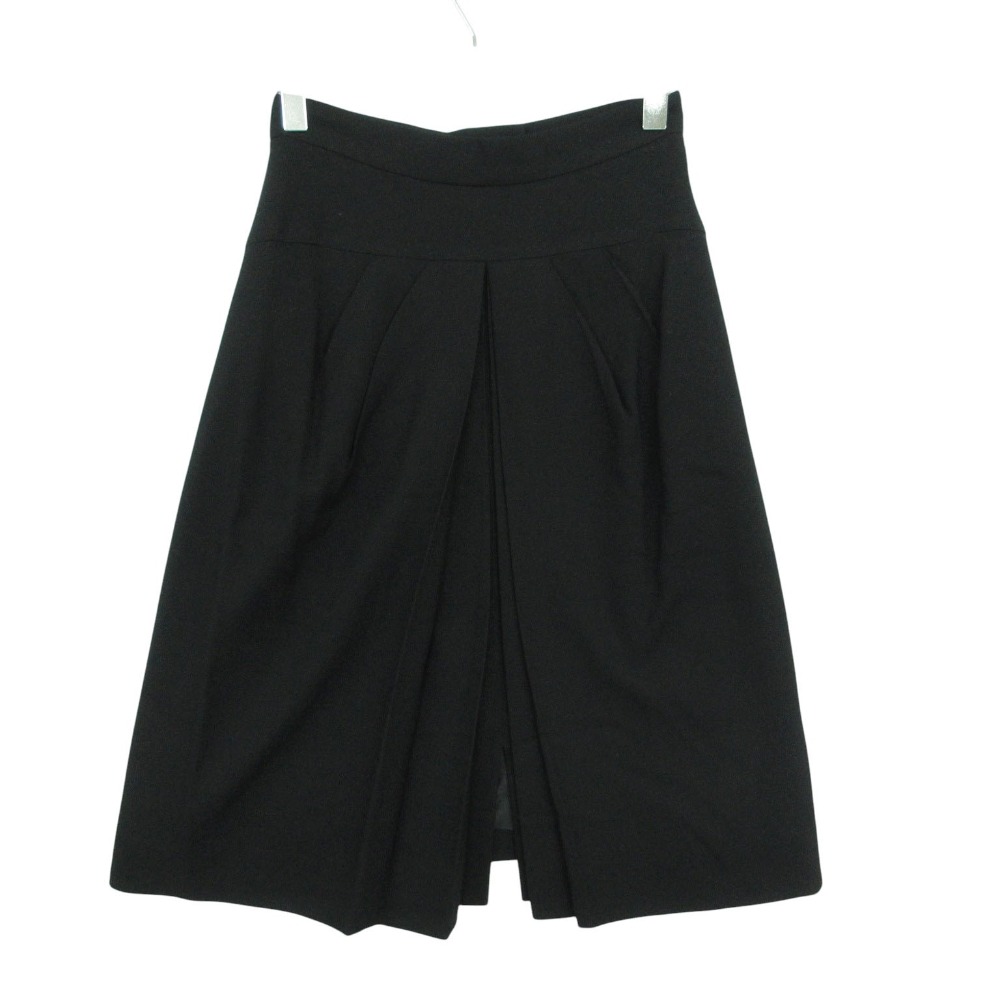美品 Vintage CHANEL シャネル スコート タック 細長い切口 ひざ丈 羊毛 OLD 年寄りの ボトムス 黒いこと 36【S】 レディース 【中古】