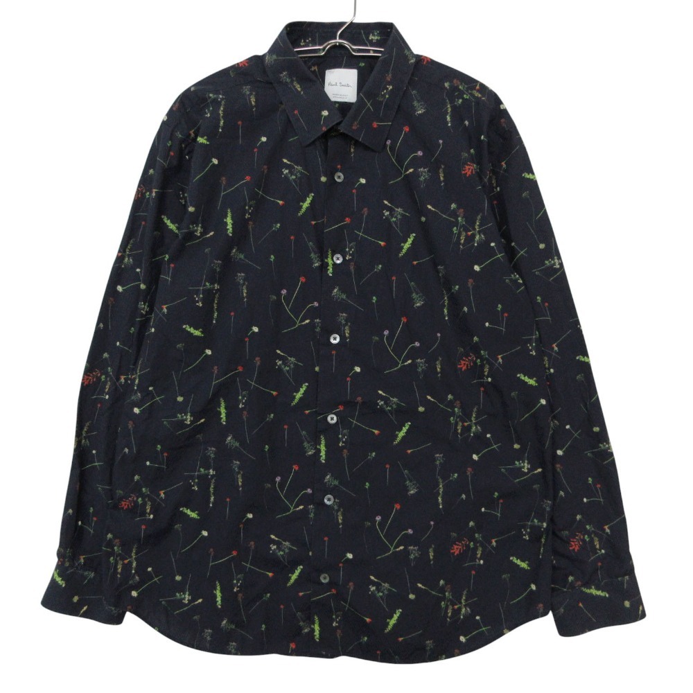 PAUL SMITH COLLECTION ポールスミスコレクション 長袖シャツ フローラル 花柄 イタリア製 コットン100％ ネイビー メンズ 【中古】｜コムレイドバージ店