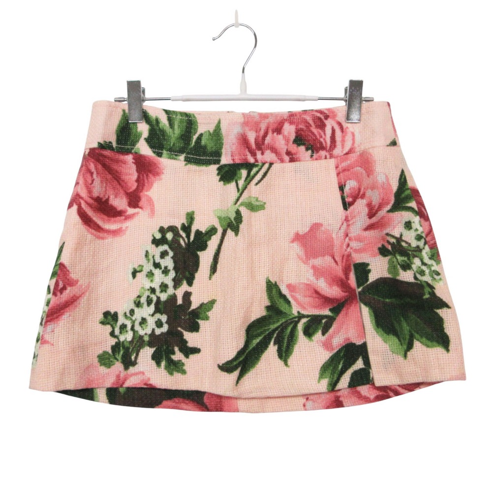 DOLCE&GABBANA ドルチェアンドガッバーナ ミニスカート 花柄 フラワー フローラル リネン100% 麻 ボトムス イタリア製 ピンク 38【M】 レディース 【中古】|コムレイドバージ店