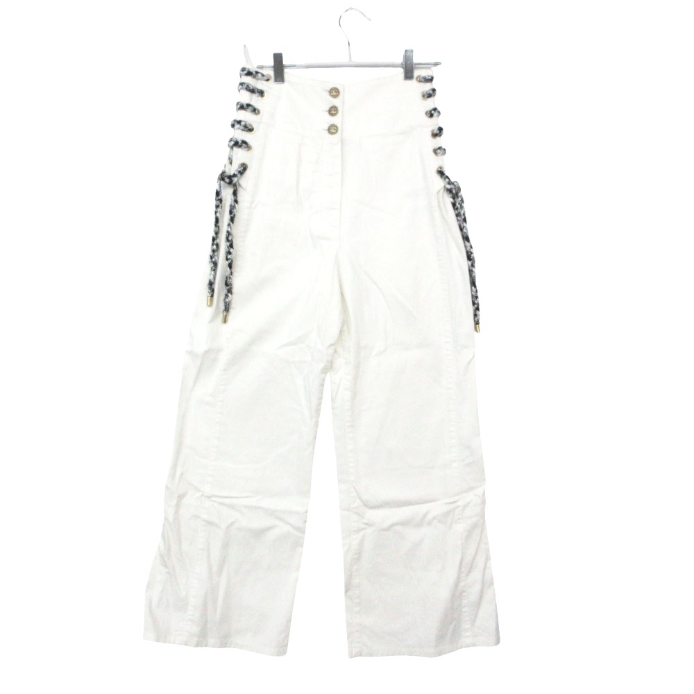 美品 19C CHANEL シャネル パンツ ココマーク サイドツイリーモチーフ バギーパンツ ボトムス ホワイト 34【XS】 レディース 【中古】|コムレイドバージ店