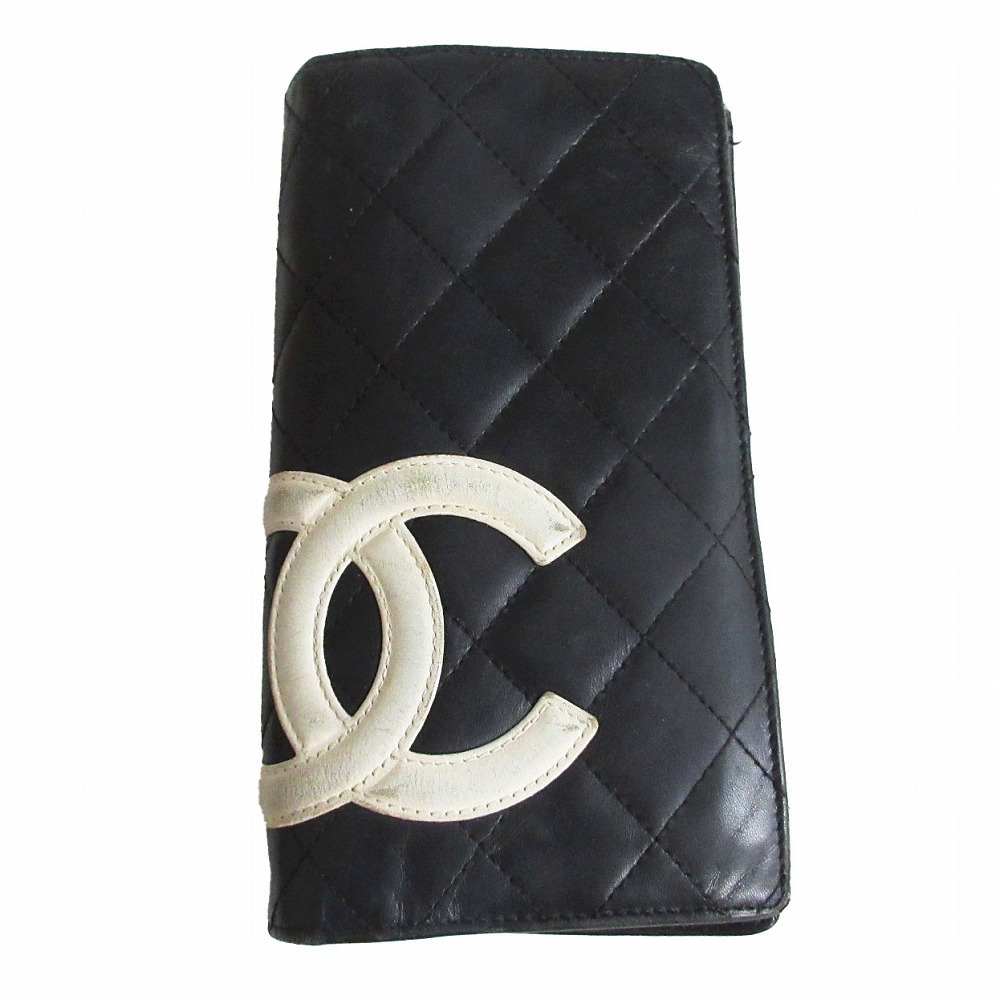 9番台 CHANEL シャネル 長財布 カンボンライン レザー キルティング 2つ折り シール ギャランティカードあり ブラック レディース 【中古】｜コムレイドバージ店 18,241円