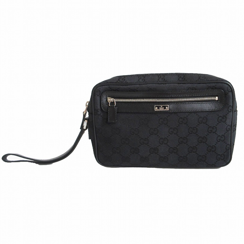 GUCCI グッチ セカンドバッグ GG柄 キャンバス クラッチバッグ 鞄 ミニ ブラック メンズ 【中古】｜コムレイドバージ店