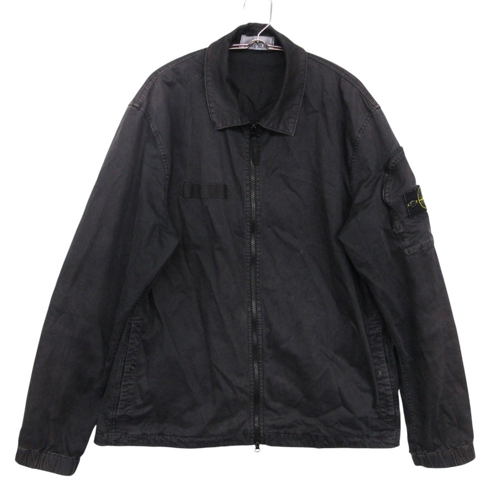 STONE ISLAND ストーンアイランド ブルゾン 25SS コンフォートフィット オーバーシャツ ガーメントダイ ユーズド加工 色落ち加工 ブラック XL メンズ 【中古】|コムレイドバージ店