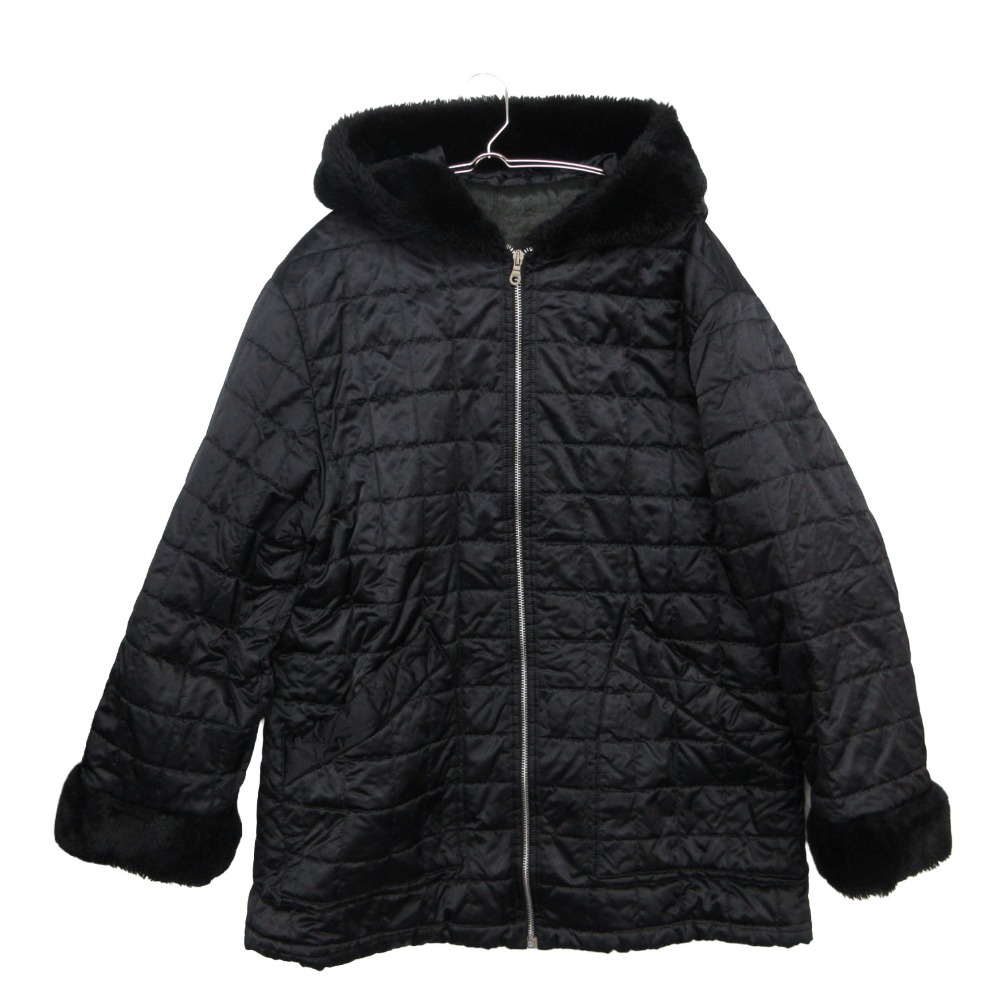 DOLCE&GABBANA ドルチェアンドガッバーナ コート J&ANSロゴプリント ボアフード キルティング アウター ブラック M【M】 レディース 【中古】|コムレイドバージ店