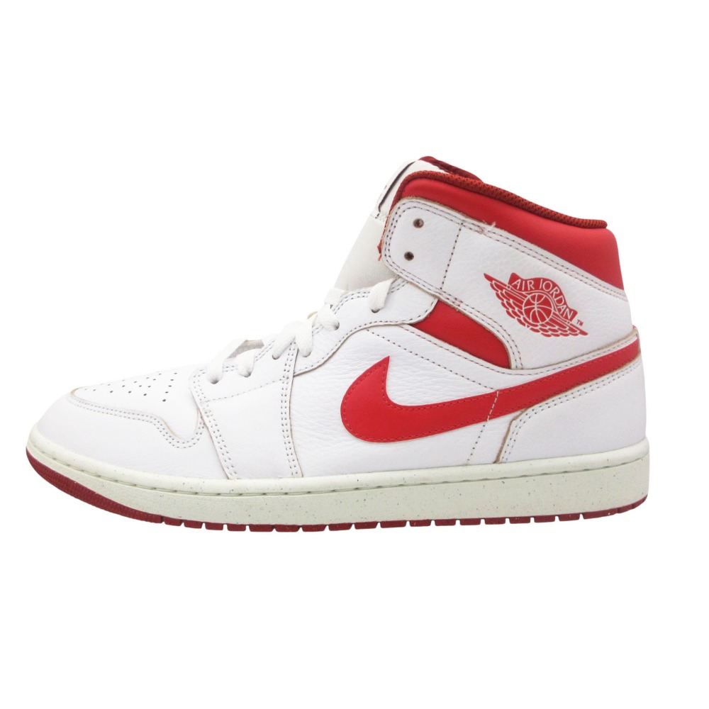 2024年製 NIKE ナイキ AIR JORDAN 1 スニーカー 美品 MID SE LOBSTER-DUNE RED-SAIL シューズ 靴 ホワイト 12 30cm メンズ 【中古】|コムレイドバージ店