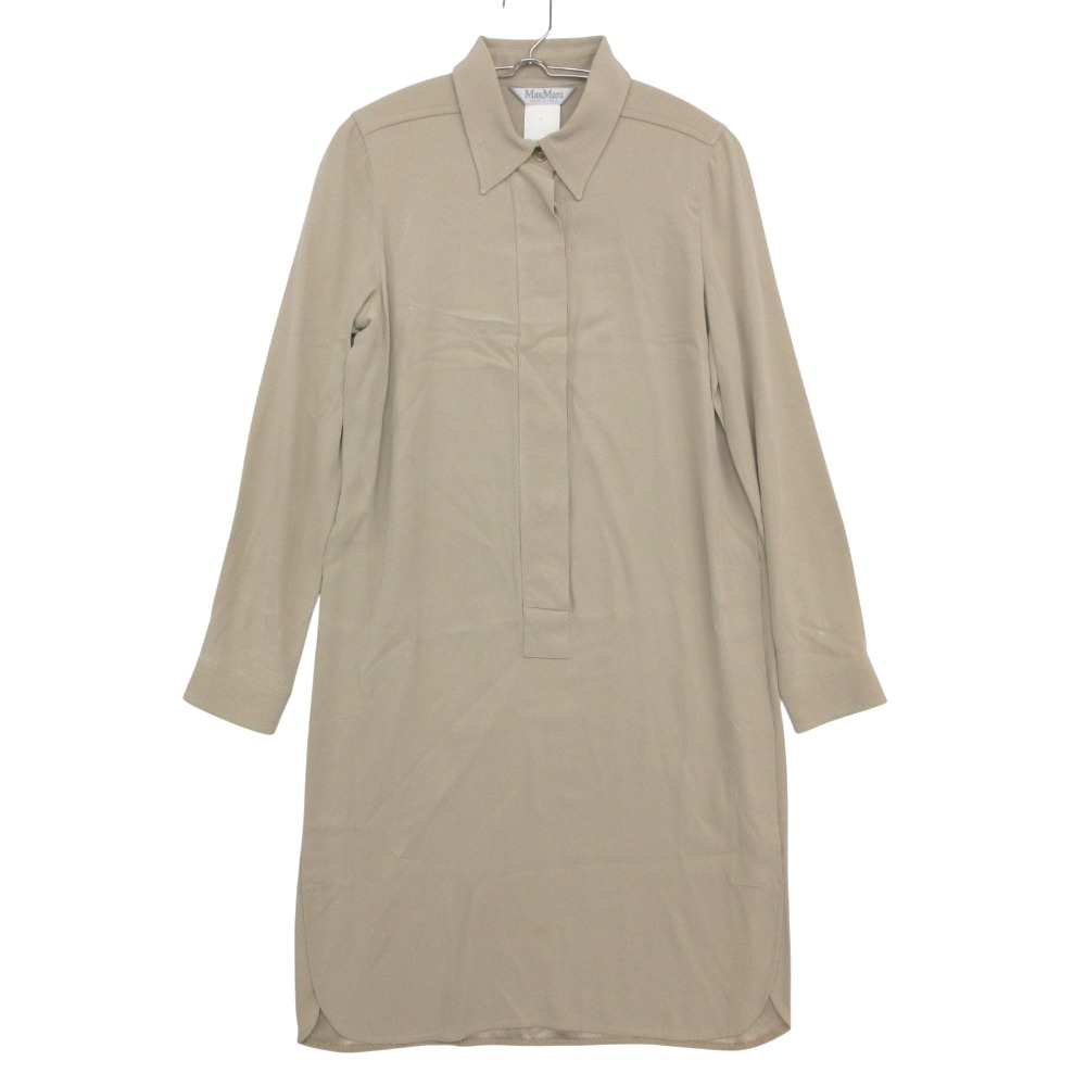 MAX MARA マックスマーラ ワンピース シルク シャツ 長袖 プルオーバー カットソー ベージュ 40【L】 レディース 【中古】｜コムレイドバージ店