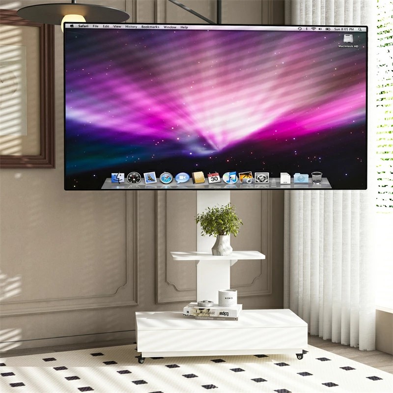 【ホワイト】引き出し付き 可動式TVスタンド 32-75インチ対応 高さ調整可 楽天市場】【楽天スーパーSALE】引き出し付き 可動式TVスタンド 32-75