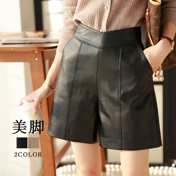 楽天市場】レザーパンツ レディース ボトムス ショートパンツ フェイク