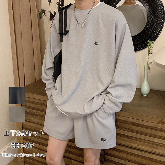 楽天市場】セットアップ メンズ 長袖tシャツ ショートパンツ スポーツ