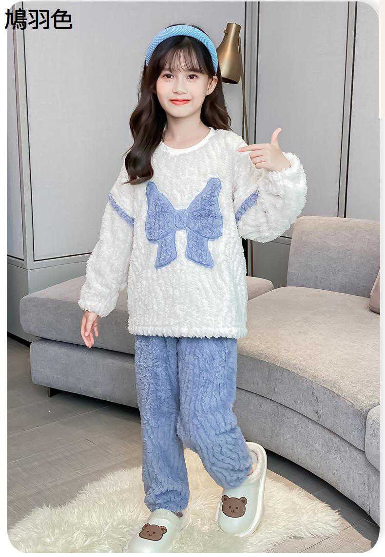 パジャマ ガールズ 春秋冬 フランネル ルームウェア ジュニア ボーイズ ガールズ 厚手 ボア 2点セット トップス+ズボン 前開き ふんわり ふわふわ 保温 防寒 暖かい かわいい 肌に優しい 部屋着 ナイトウェア｜Nartooston