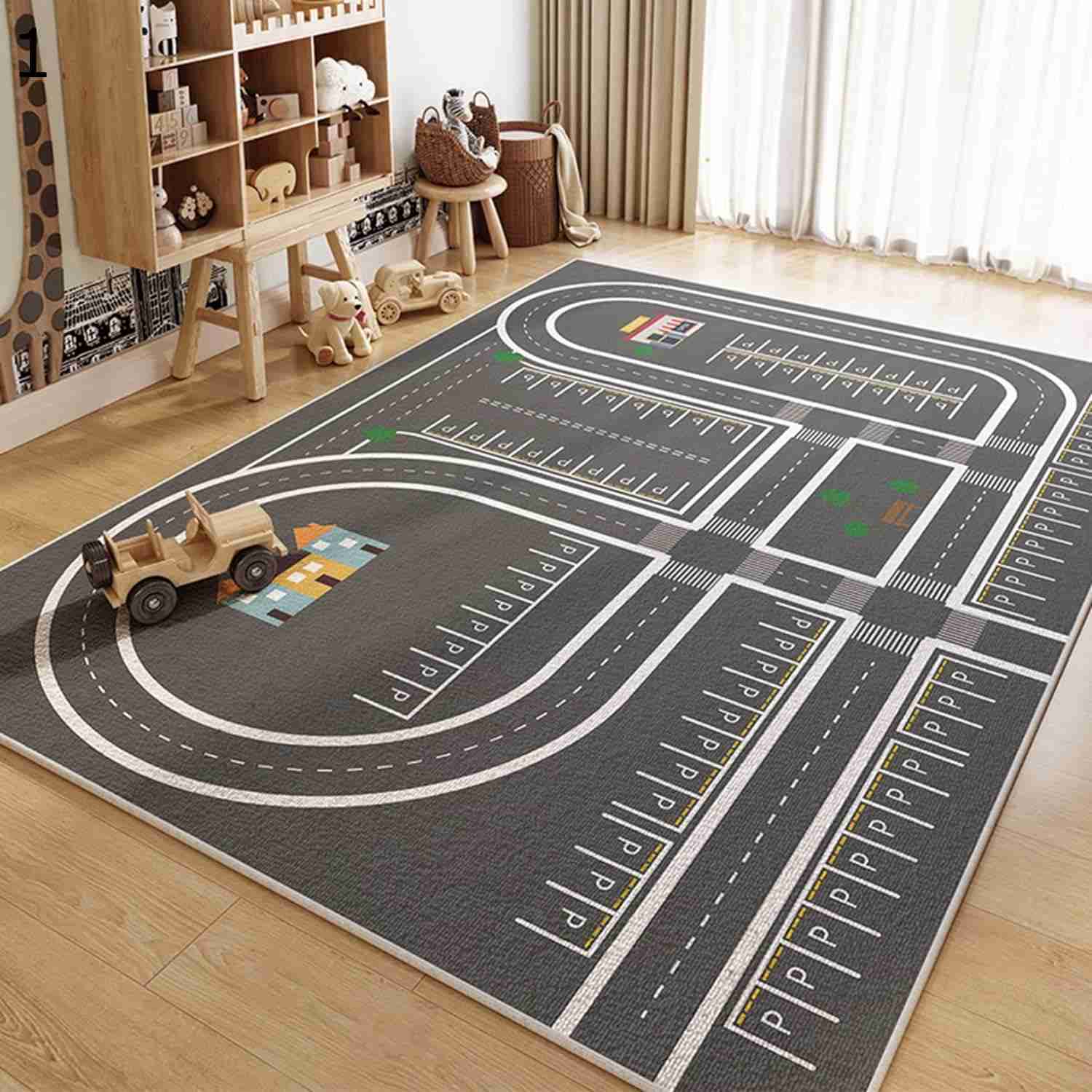 プレイマット 道路ラグ 子供用 ロードマップ 線路図柄 ベビーフロアマット 小学校 洗えるラグ 誕生日プレゼント ホットカーペット 水洗い可 大きい ダイニング 幼稚園 保育園の入学 入園準備 居間 60*90cm|Nartooston