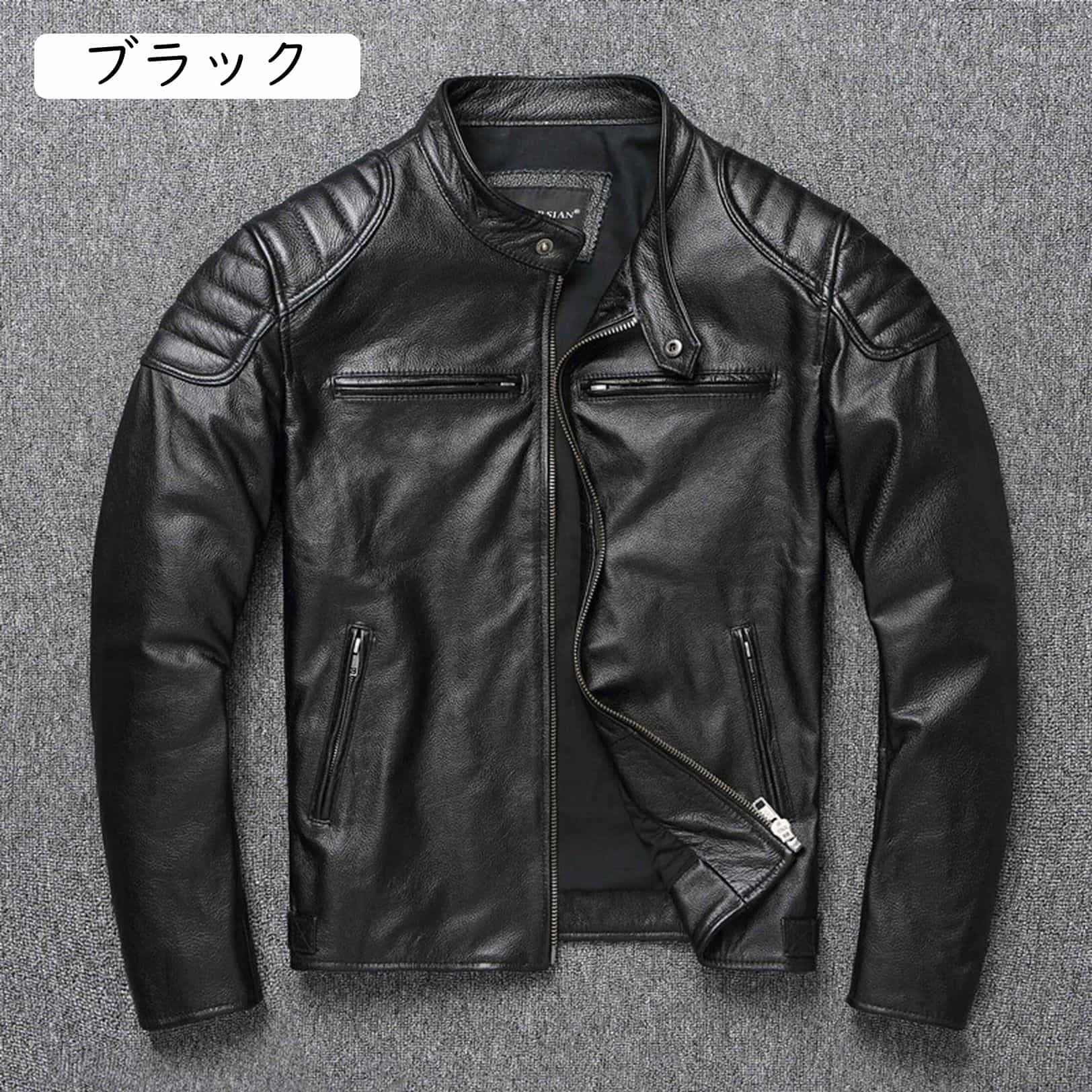 ライダースジャケット メンズ ヴィンテージ 赤銅色 なめし革 軽さ 薄っぺら 立ち襟 折り襟 自動二輪車上衣 春 秋 心地よい 赤銅色 黒いこと アウター