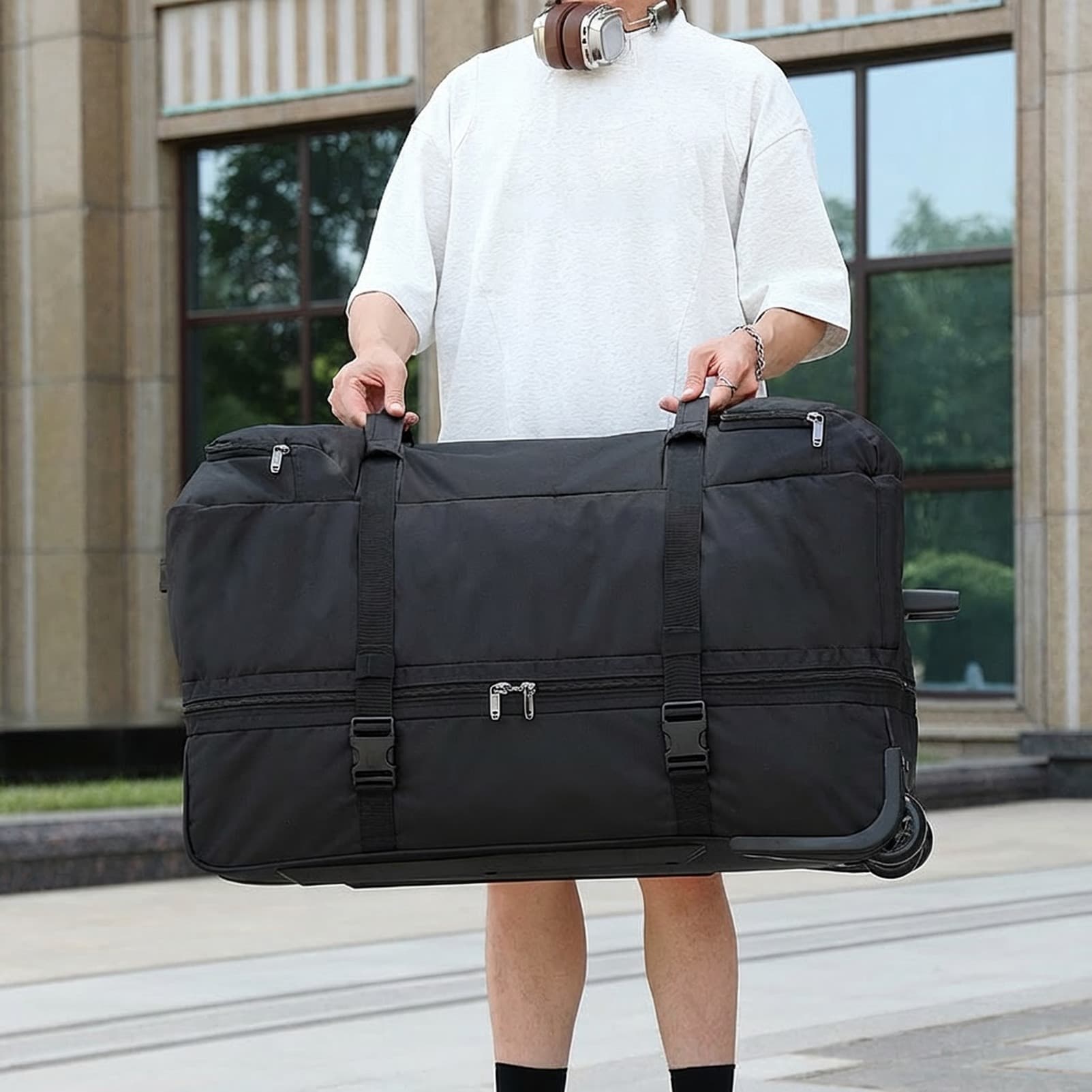 キャリーバッグ 大容量 ボストンバッグ キャスター付き 2輪 特大 スーツケース 折り畳み 撥水加工 旅行カバン 引越しバッグ 留学 海外旅行 出張 長期旅行 布団収納袋 スポーツバッグ 男女兼用 ブ