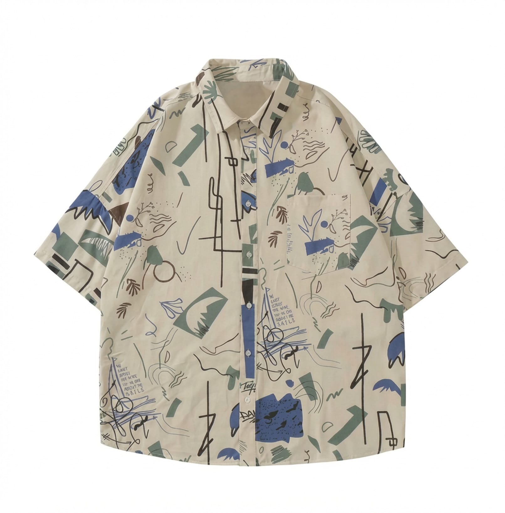 総柄シャツ 幾何学柄 半袖 オーバーサイズ レディース メンズ レトロ 韓国 ストリート カジュアル トップス 夏服 ゆったり 襟付き ユニセックス