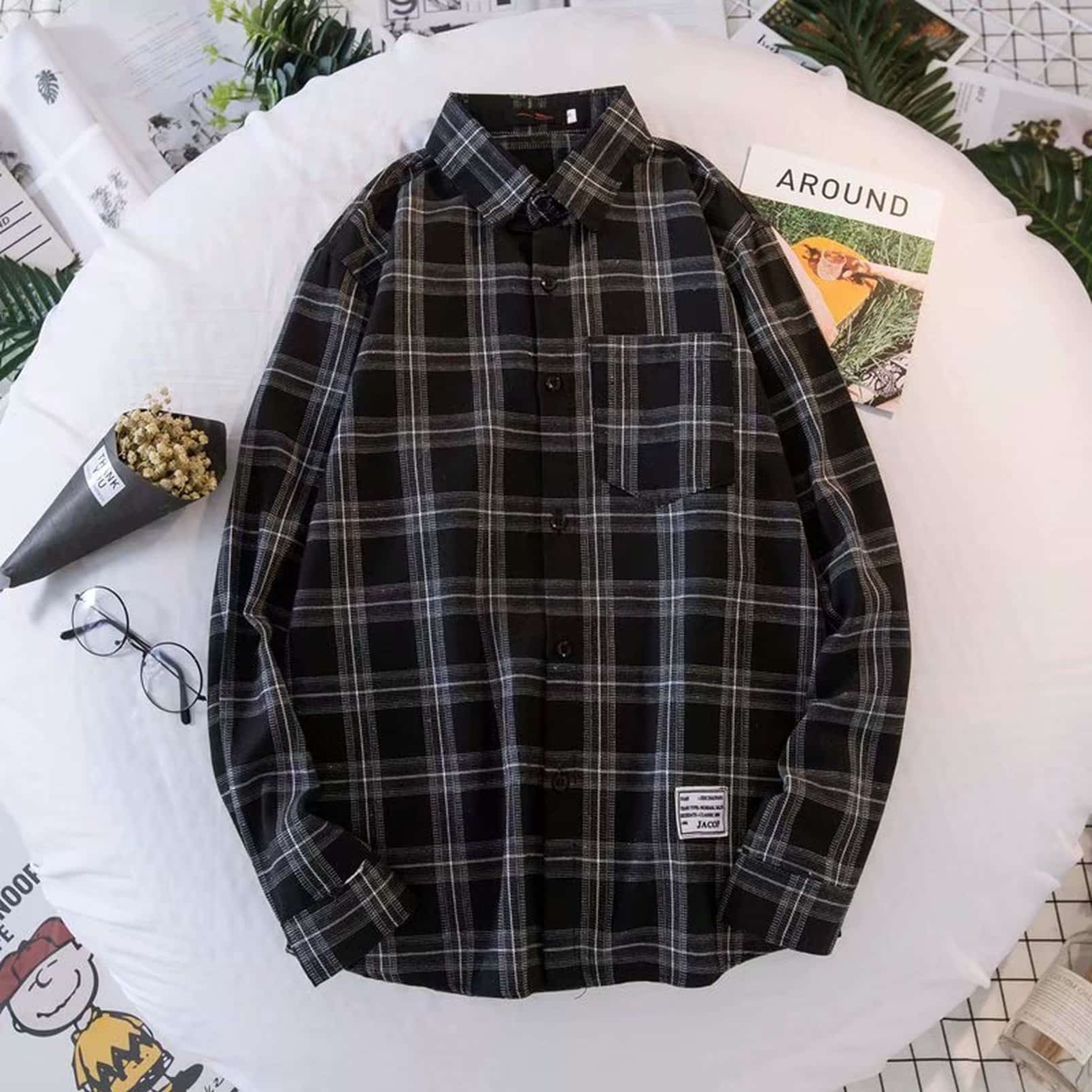 チェックシャツ メンズ 秋服 長袖 オーバーサイズ カジュアル ゆったり ビッグシルエット ネルシャツ ストリート 羽織り 韓国 ファッション トップス
