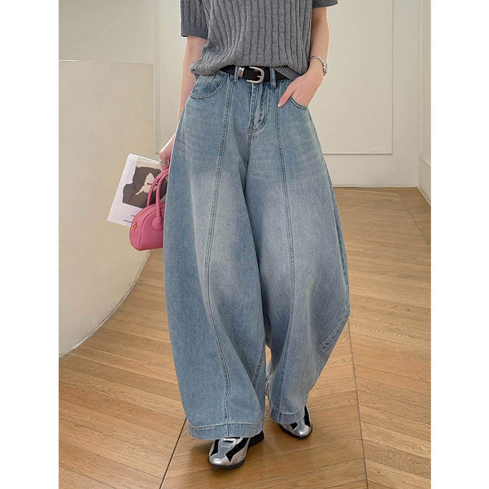 ワイドパンツ デニム レディース ハイウエスト バレルパンツ ゆったり ジーンズ 美脚 ジーパン ヴィンテージ 韓国 ファッション カジュアル