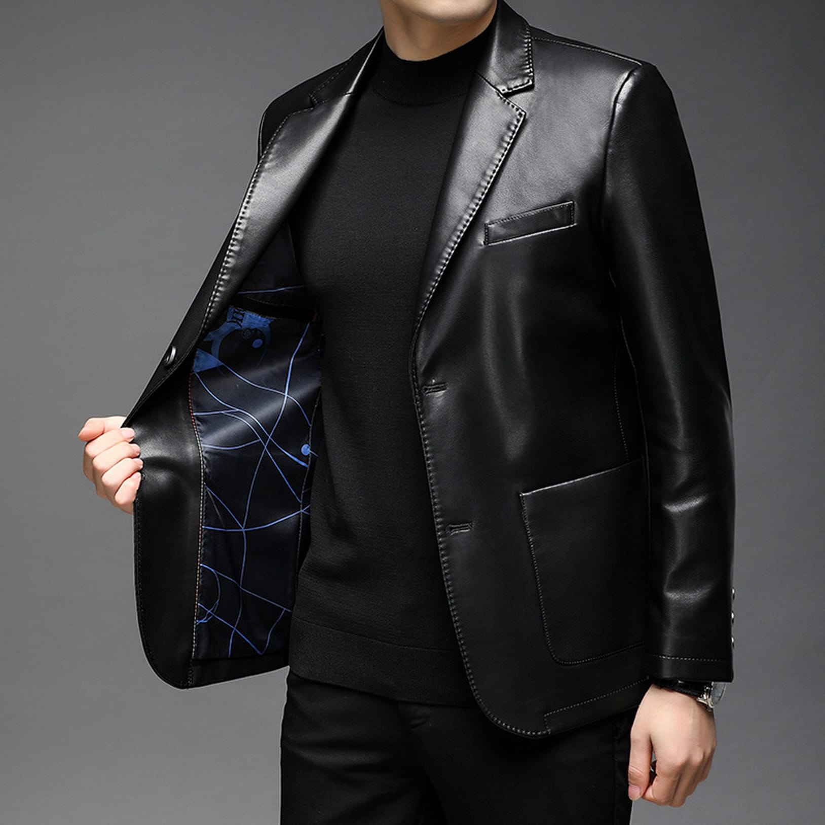 テーラードジャケット メンズ レザージャケット 革ジャン ＰＵレザー ブレザー ビジネス カジュアル スリム 紳士服 春 秋 冬 柔らかい 防風 防寒 軽量 アウター｜Nartooston