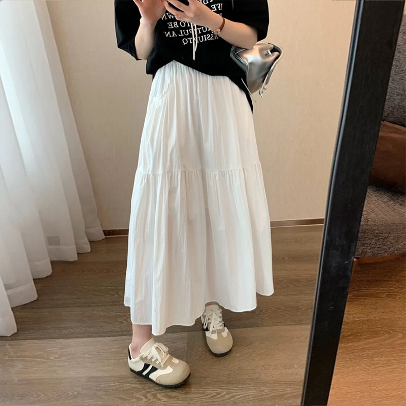 ティアードスカート ロング レディース 春夏 マキシ丈 Aライン 裏地付き ウエストゴム フレア ふんわり 体系カバー おしゃれ カジュアル 大人 可愛い きれいめ 無地 上品