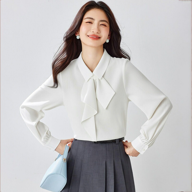 ブラウス レディース 長袖 ボウタイ オフィス 事務服 リボン きれいめ 通勤 フォーマル トップス とろみ シャツ 入学式 卒業式 七五三 授業参観 無地 大きいサイズ おしゃれ カジュアル ビジネ