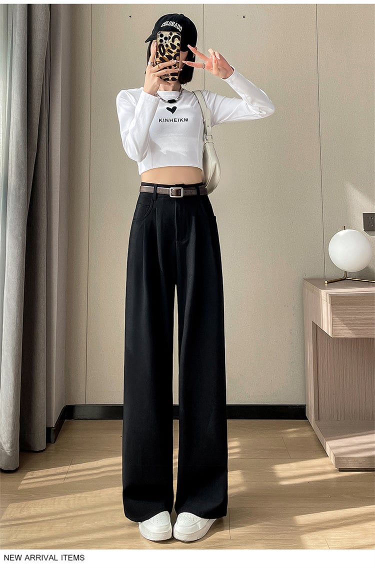 ワイドパンツ レディース スラックス ハイウエスト 美脚 脚長効果 体型カバー きれいめ オフィス 通勤 事務服 ストレート ロングパンツ ゆったり カジュアル ズボン 春 夏 秋 ボトムス 通学