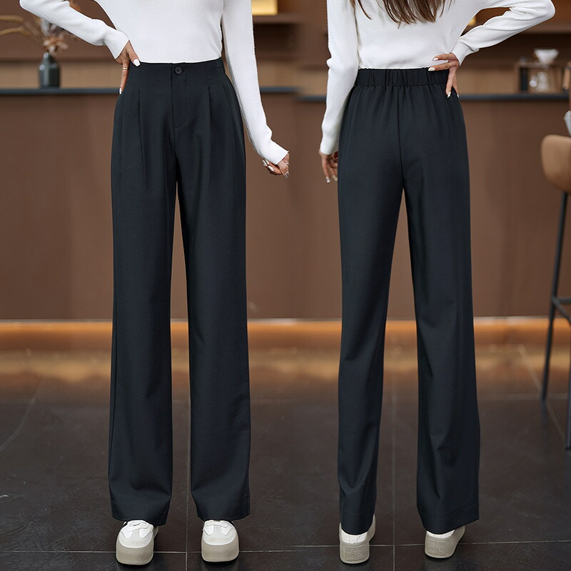 レディース ワイドパンツ スラックス ハイウエスト ストレート オフィス きれいめ 着痩せ 脚長効果 プリーツ ドレープ ロング 事務 ストレッチ 美脚 通勤 通学 スーツパンツ ゆったり ズボン と