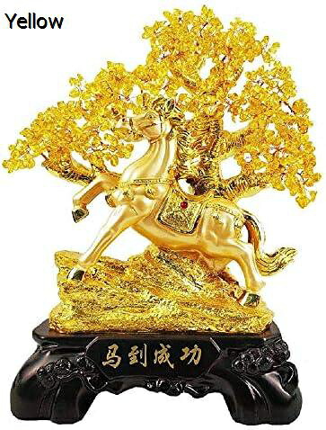 招財樹 金 なる木 リビングルームスタディルームバルコニー ため 宝石 木風水ツリー完璧 置物セット風水商売繁盛 金運 (Color : Yellow Size : 38x18x48cm)｜Nartooston