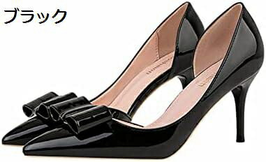 入園式 エナメル パンプス ハイヒール パンプス 痛くない 歩きやすい パンプス 緑 黒 杏 結婚式 パンプス 7cm 蝶結び 走れる パンプス おしゃれ サイドオープン ヒール ポインテッドトゥ 可愛い レディース靴 ピンヒール｜Nartooston