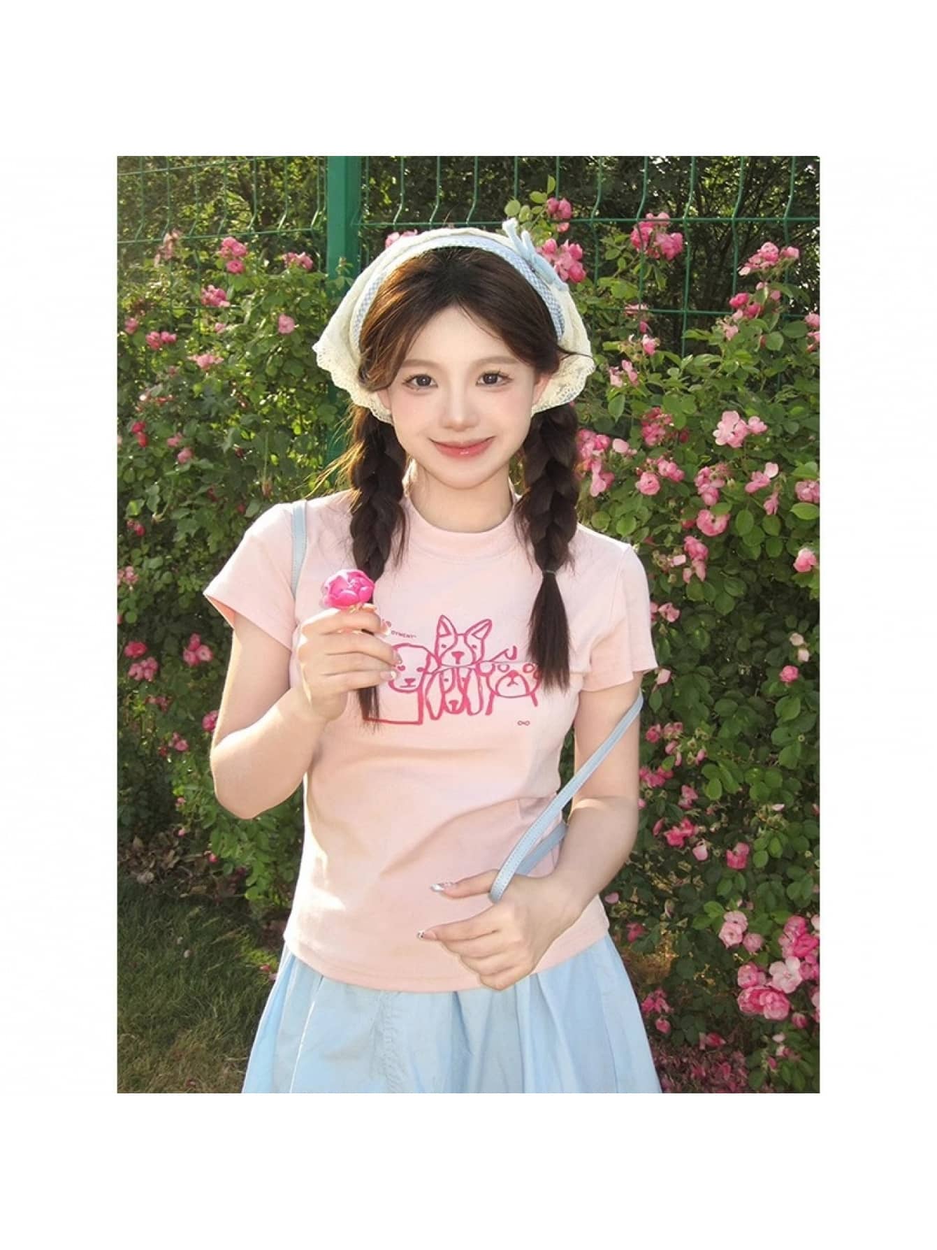 【アニマルプリント】 Tシャツ レディース 半袖 犬 いぬ アニマル 柄 タイト スリム フィット 正肩 セットインスリーブ トップス カットソー クルーネック 丸首 ティーシャツ アメカジ 韓国 ファッション Y2K ギャル 着痩せ 細見え スタイルアップ 個性的 カジュアル