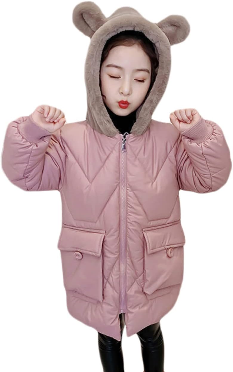 ダウンコート 子供服 キッズ フード付き クマ耳 ロングアウター 冬 長袖 ダウンジャケット 前開き ジップアップ ジャンパー 女の子 男の子 赤ちゃん服 軽量 無地 コート ベビー服 暖かい 冬服|Nartooston