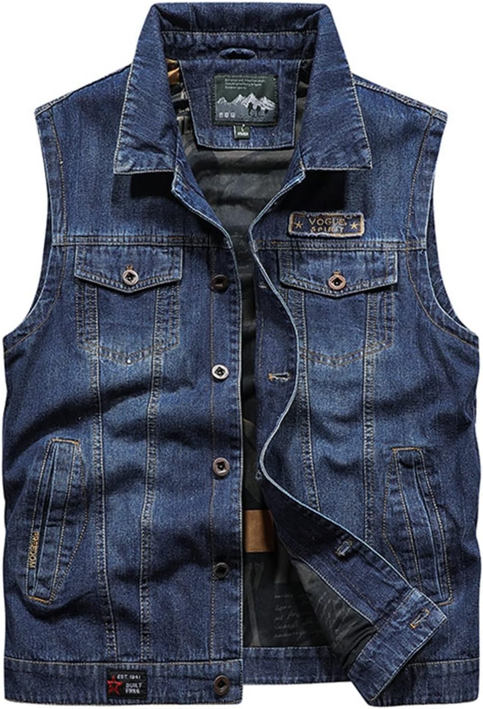 デニムベスト チョッキ gジャケット 無袖 メンズ ジージャン Gジャン 重ね着 春秋服 ベスト かっこいい 欧米風 カジュアル おしゃれ アウトドア キャンプ バイク レトロ 大きいサイズ ネイビー|Nartooston