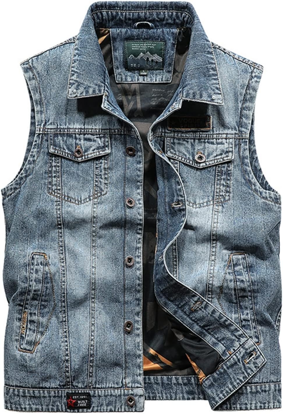 デニムベスト チョッキ gジャケット 無袖 メンズ ジージャン Gジャン 重ね着 春秋服 ベスト かっこいい 欧米風 カジュアル おしゃれ アウトドア キャンプ バイク レトロ 大きいサイズ ブルー｜Nartooston