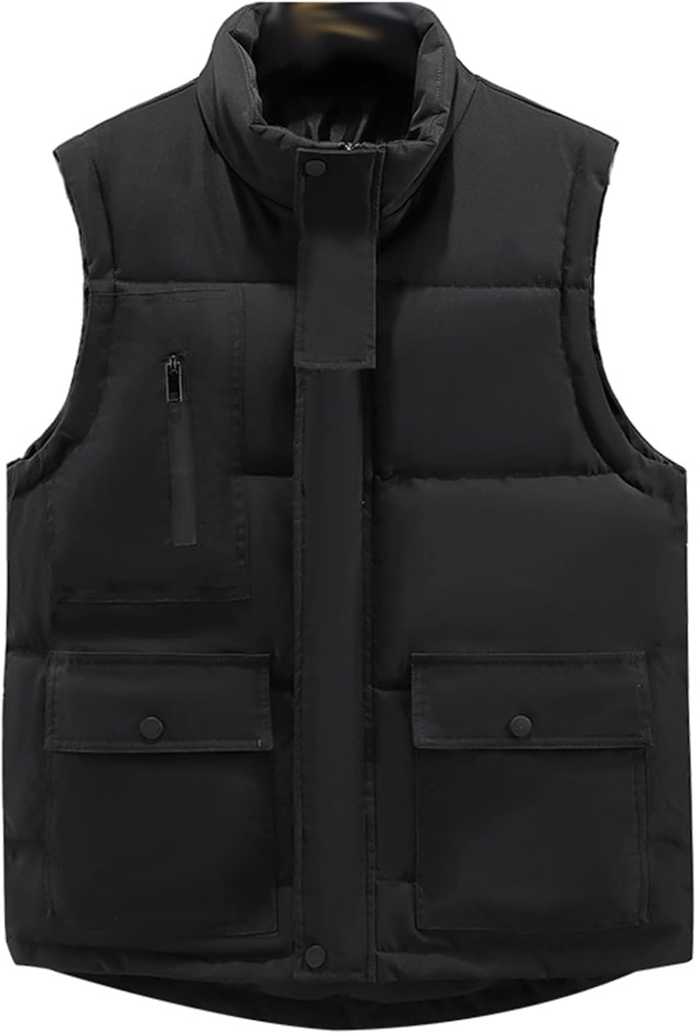 ダウンコットンベスト メンズ 中綿ベスト 冬用ベスト 立ち襟 マルチポケット 冬服 ノースリーブジャケット 大きいサイズ 韓国風 重ね着 無地 厚手 暖かい 保温性 防寒対策 チョッキ ジレ|Nartooston