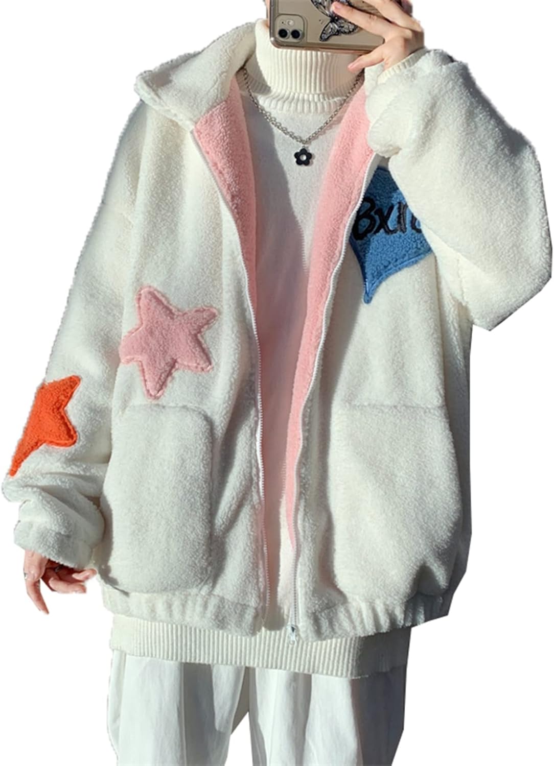 冬服 ボアジャケット レディース メンズ ペアルック 可愛い 裏起毛 ボアフリース オーバーサイズ 防寒着 ブルゾン コート ゆったり ポケット付き アウター 厚手 暖かい カジュアル ファッション｜Nartooston