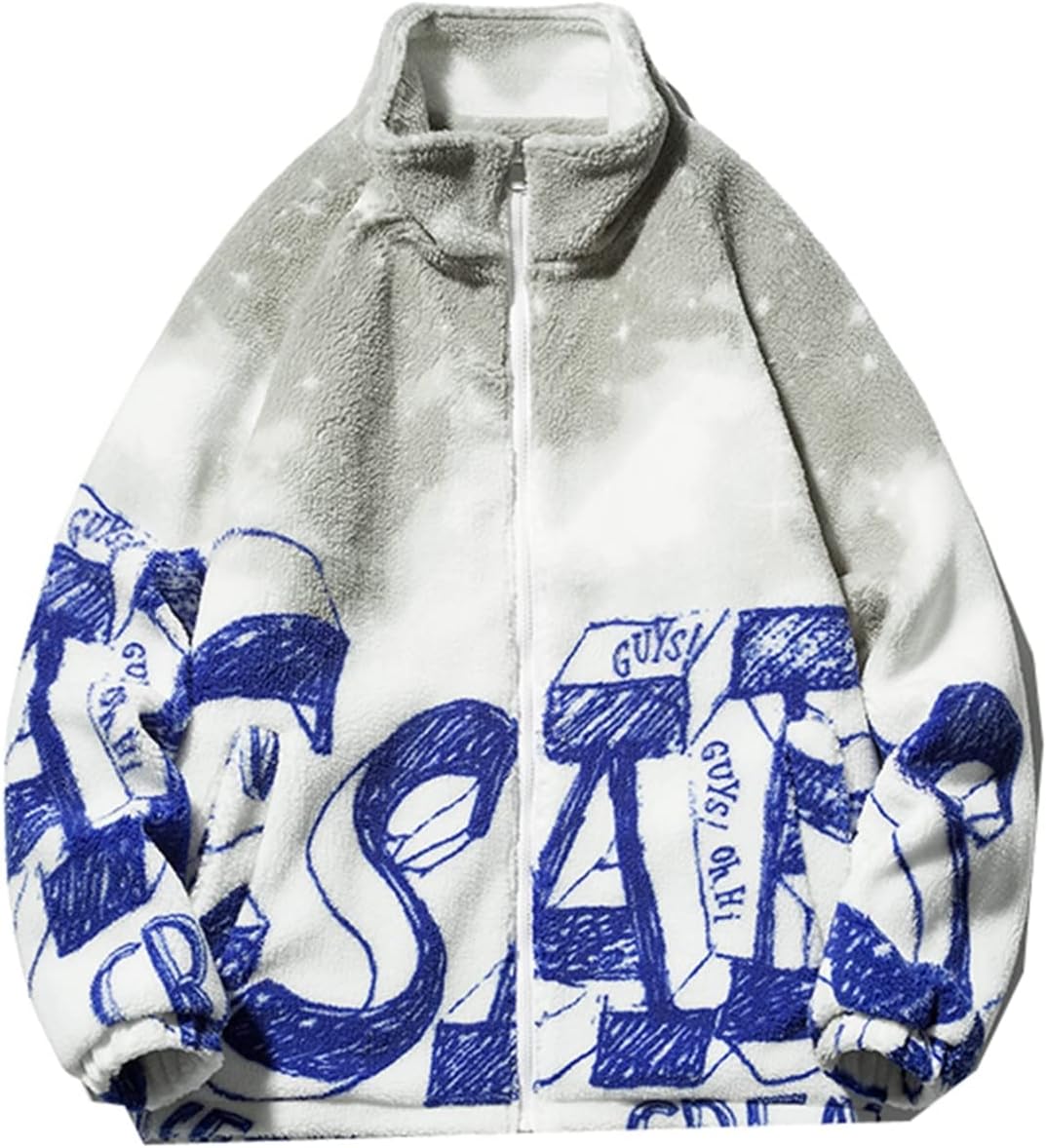 フルジップジャケット ペアルック メンズ レディース フリース ボア 秋冬着 スタジャン ブルゾン カップル 男女通用 ヒップポップ 恋人 英文柄 韓国風 綿服 アウター 防寒着 暖かい|Nartooston