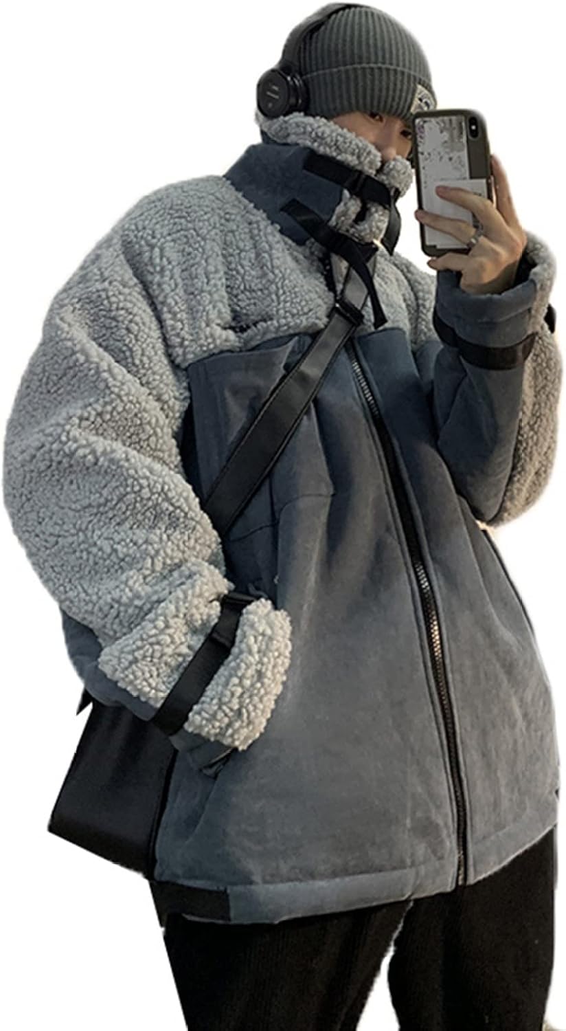 -5XL ボアコート 厚手 メンズ レディース パッチワーク ジャケット ペアルック 大きいサイズ 立ち襟 フリース アウター 保温 防寒服 秋服 冬用 もこもこ ファッション 韓国風 カップル|Nartooston