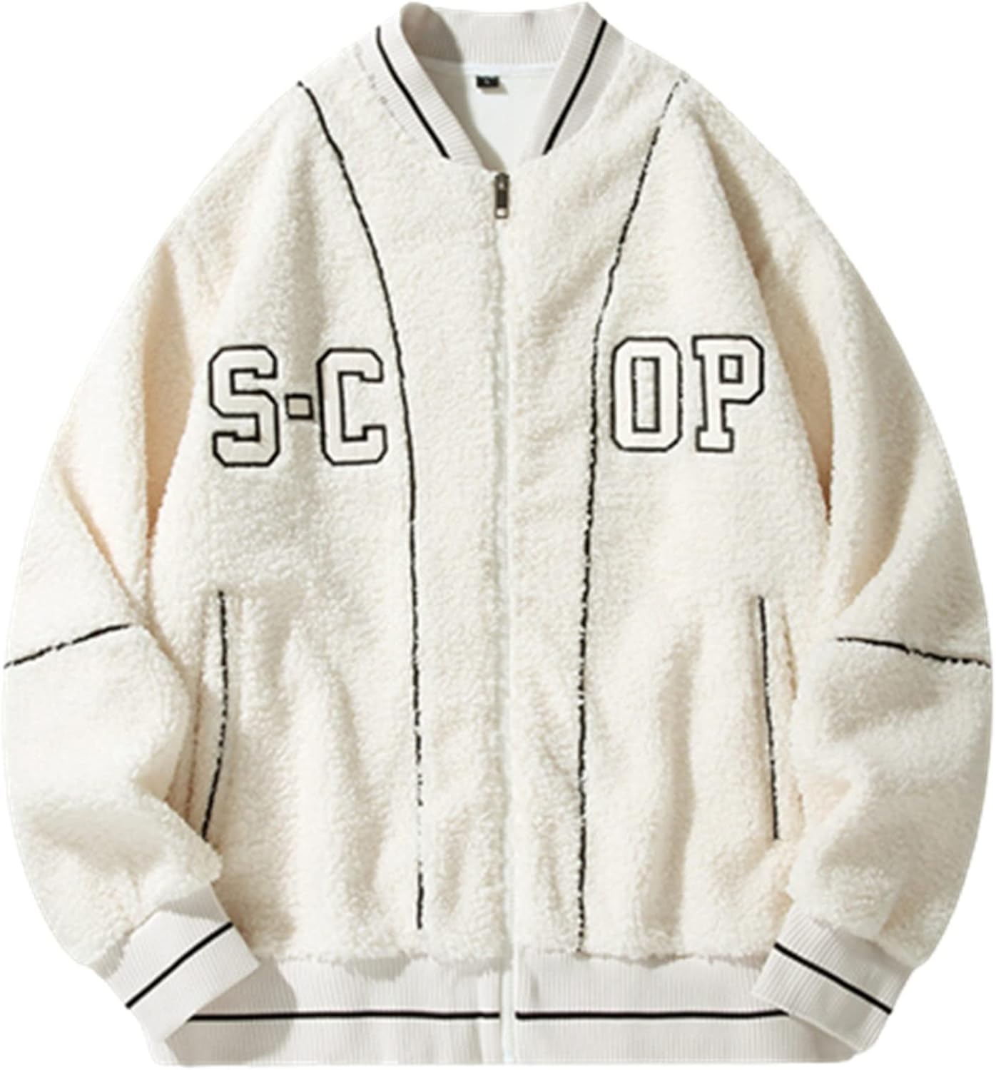 ボアフリース アウター 冬服 スタジャン ボアジャケット もこもこ 保温性 寒さ対策 ボアコート 厚手 カジュアル ゆったり 大きいサイズ ジャンバー 普段着 アウトドア キャンプ ユニセックス おし|Nartooston