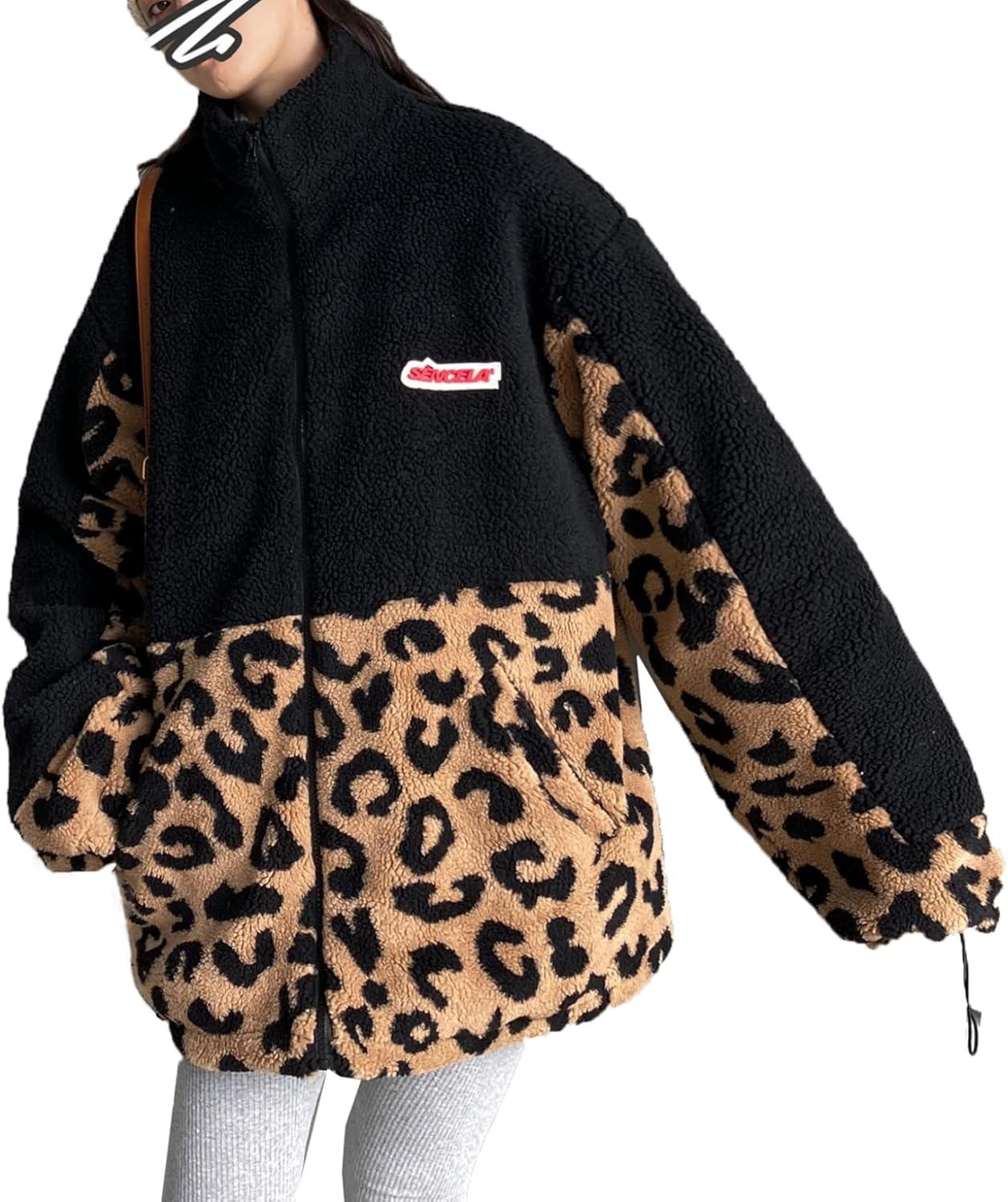 メンズ ボアジャケット パッチワーク ヒョウ柄 迷彩 バイカラー オシャレ フリースジャケット アウター ボアブルゾン カジュアル ジャンパー 厚手 防寒着 ゆったり ジャンパー 大きいサイズ|Nartooston
