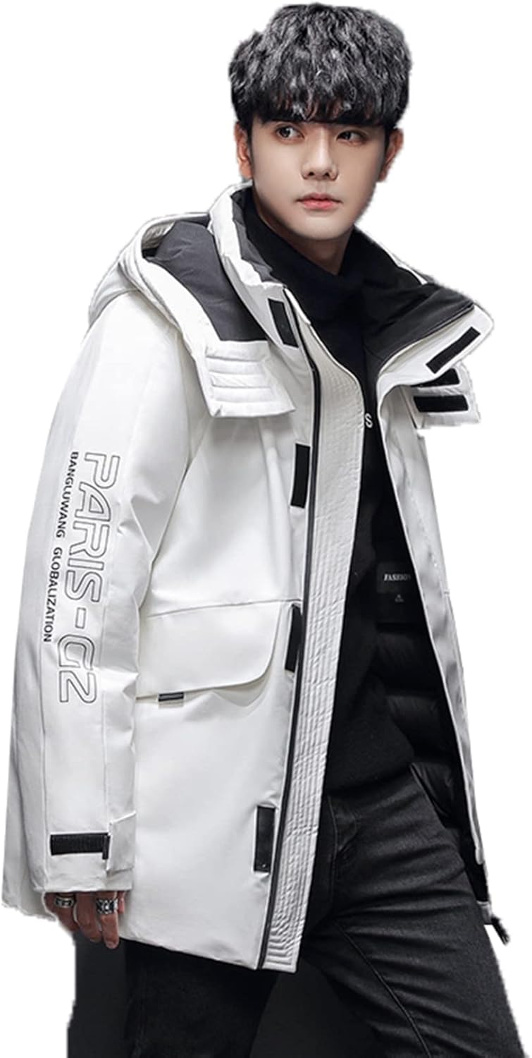 冬服 メンズ ダウンジャケット 90%ダウン フェザー 厚手 防寒着 アウター カーゴジャケット フード付き スタンドカラー 保温 防寒 あったか ショート丈 アウトドア ダウンコート 男女兼用｜Nartooston