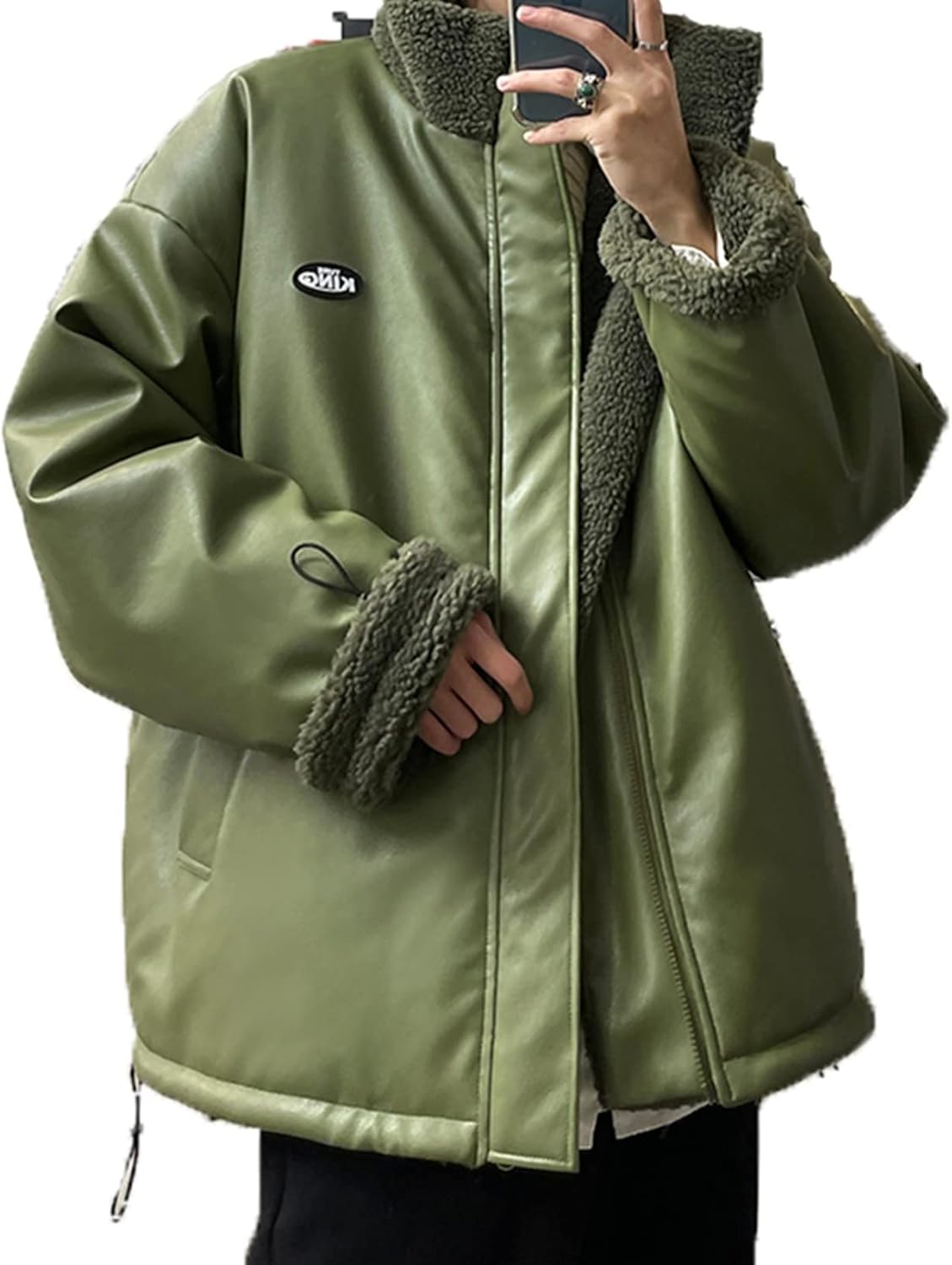 両面着 ボアブルゾン ボアジャケット メンズ フルジップ 撥水 リバーシブル 秋冬服 カジュアル コート 厚手 保温 暖かい グリーン ホワイト ブラック ゆったり 無地 シンプル フリース ウインド|Nartooston