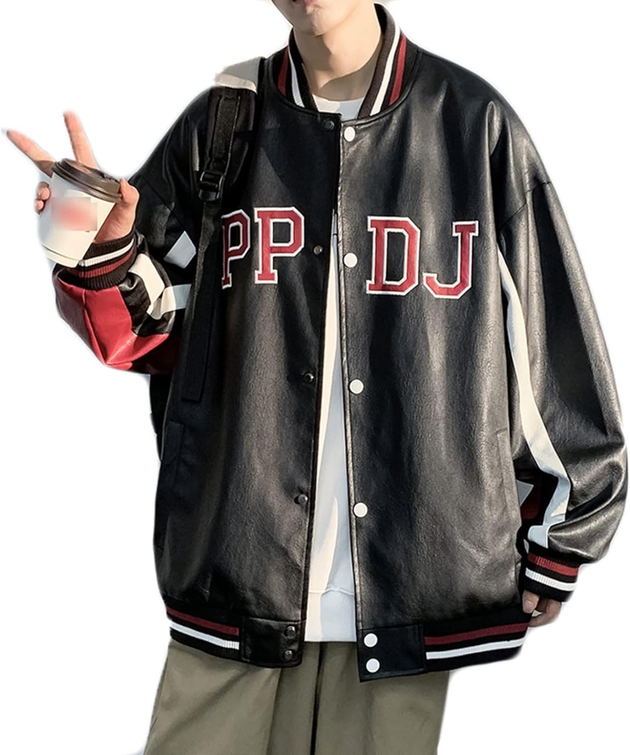 メンズ ブルゾン ジャンパー かっこいい スタジャン ショート アウター 春 秋 PU革 ジャケット フェイクレザー 革ジャン 長袖 薄手 カジュアル ストリート 男性用 ライダースジャケット ファッ|Nartooston