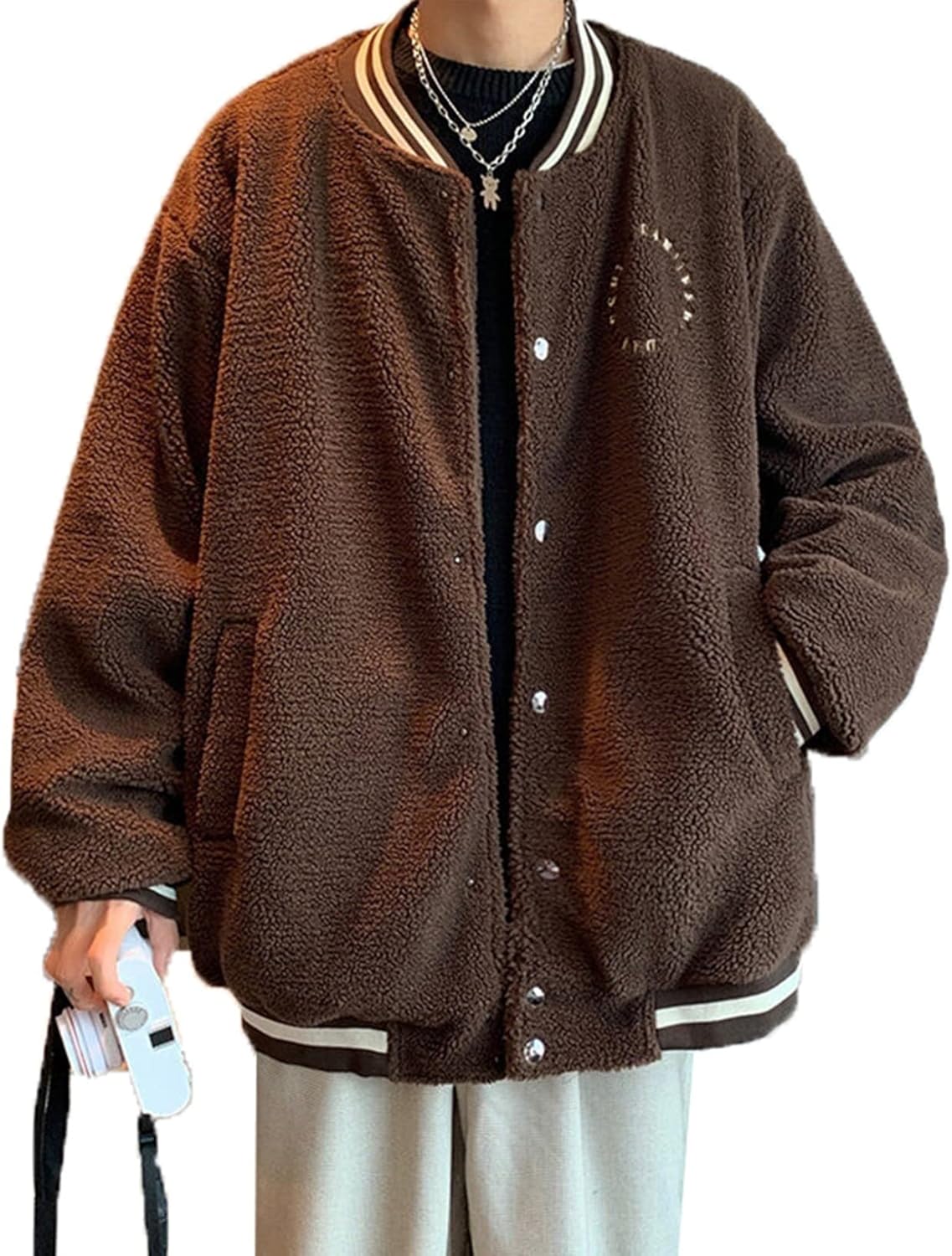 メンズ ボアジャケット スタジャン カジュアル フリースジャケット もこもこ 保温防寒 冬服 ジャンバー ボアブルゾン かっこいい ゆったり 大きいサイズ ボアコート ユニセックス ストリート|Nartooston