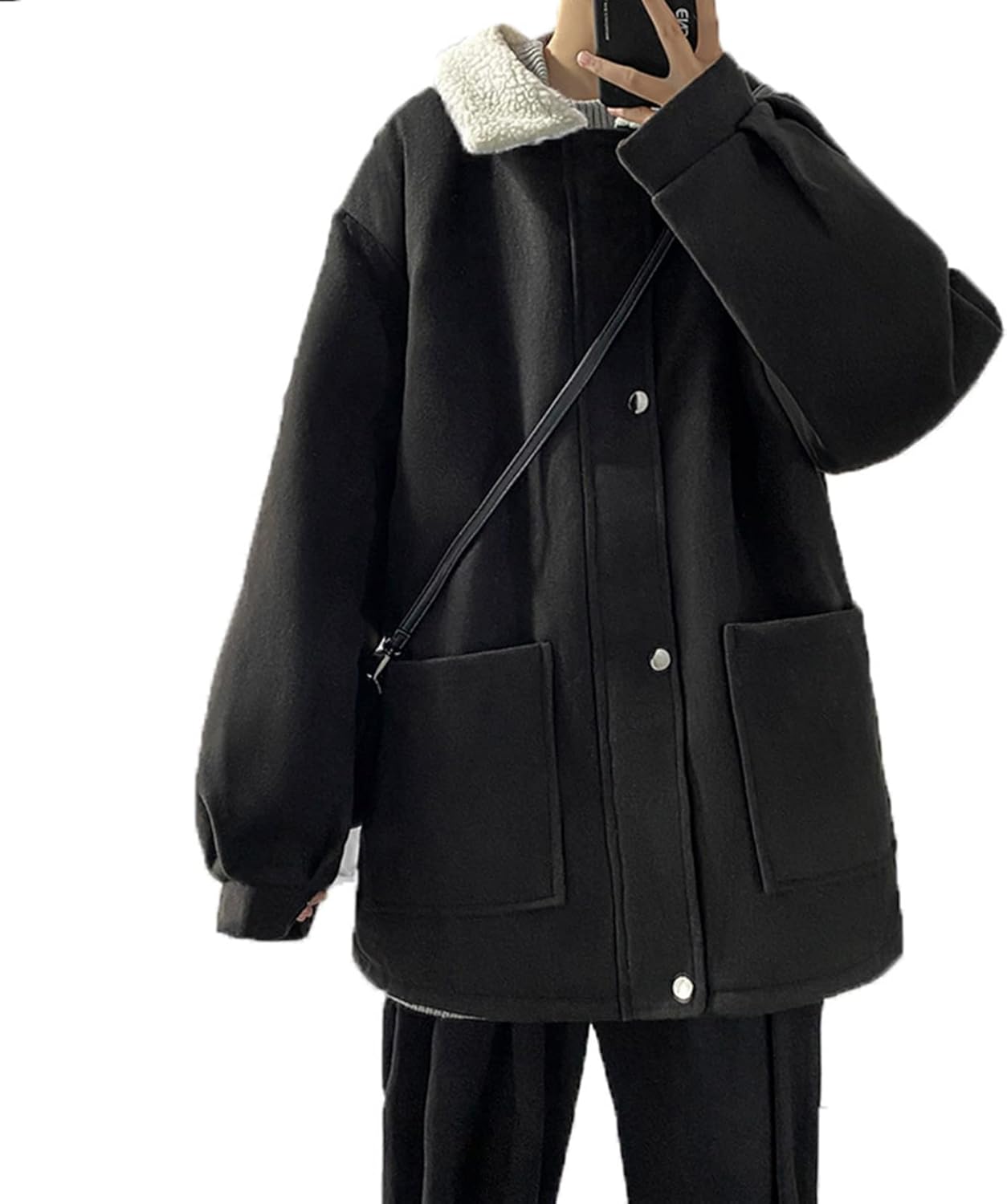 ボアブルゾン 綿服 ボアジャケット メンズ レディース ボアフリース 防寒着 秋冬服 保温 あったか 切り替え アウター もこもこ ゆったり ジャンパー スタジャン ブルゾン 冬 起毛 無地 ブルー|Nartooston