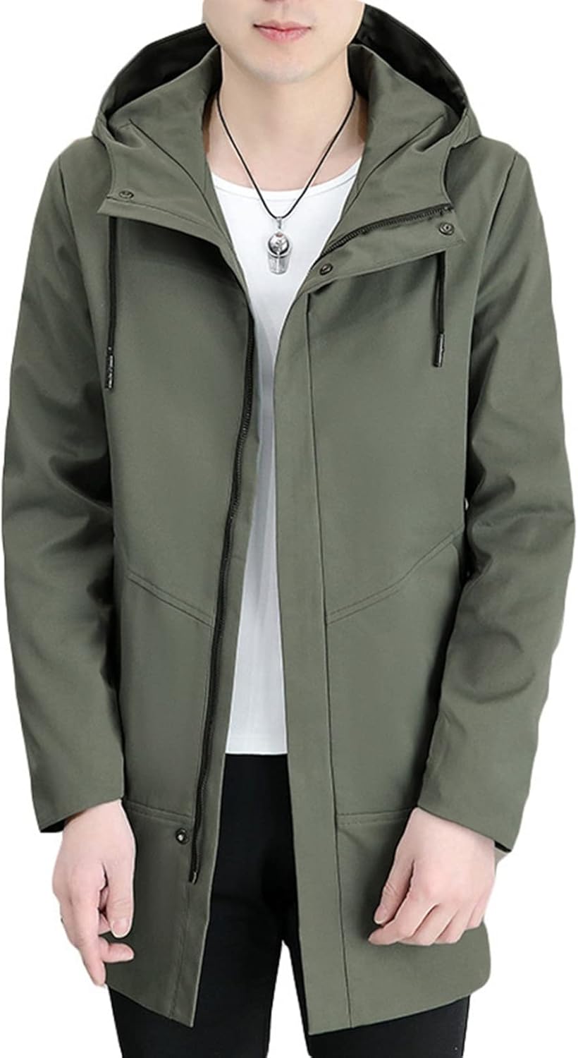 春秋 スプリングコート メンズ アウター ロング ジャケット フード付き 男性用 カジュアル ベンチコート お洒落 トレンチコート トップス 薄手 防風 防寒 ウインドブレーカー スリム ビジネス|Nartooston