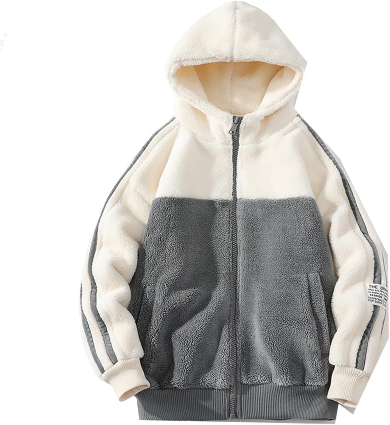 フルジップジャケット メンズ フリース ボア 秋服 冬着 パッチワーク フード付き ポケット スタジアムジャンパー スタジャン 厚手 もこもこ ブルゾン 綿服 ショートコート 防寒着 暖かい|Nartooston