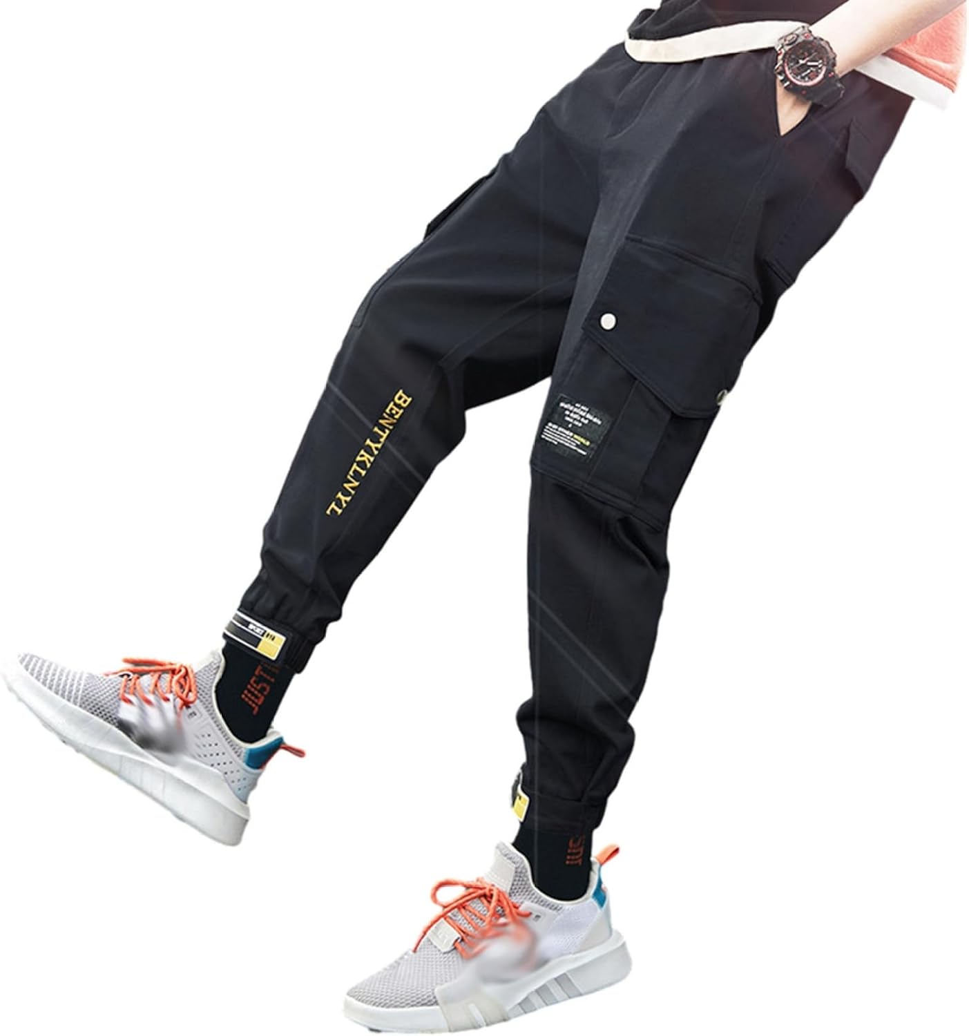 カーゴパンツ ワークパンツ メンズ ロングパンツ 綿混紡 ポケット付き テーパード イージーパンツ 軽量 ゴム紐 ファッション 男性用 アウトドア ダンス パンクストリート ゴシック 原宿 夏 春 秋｜Nartooston